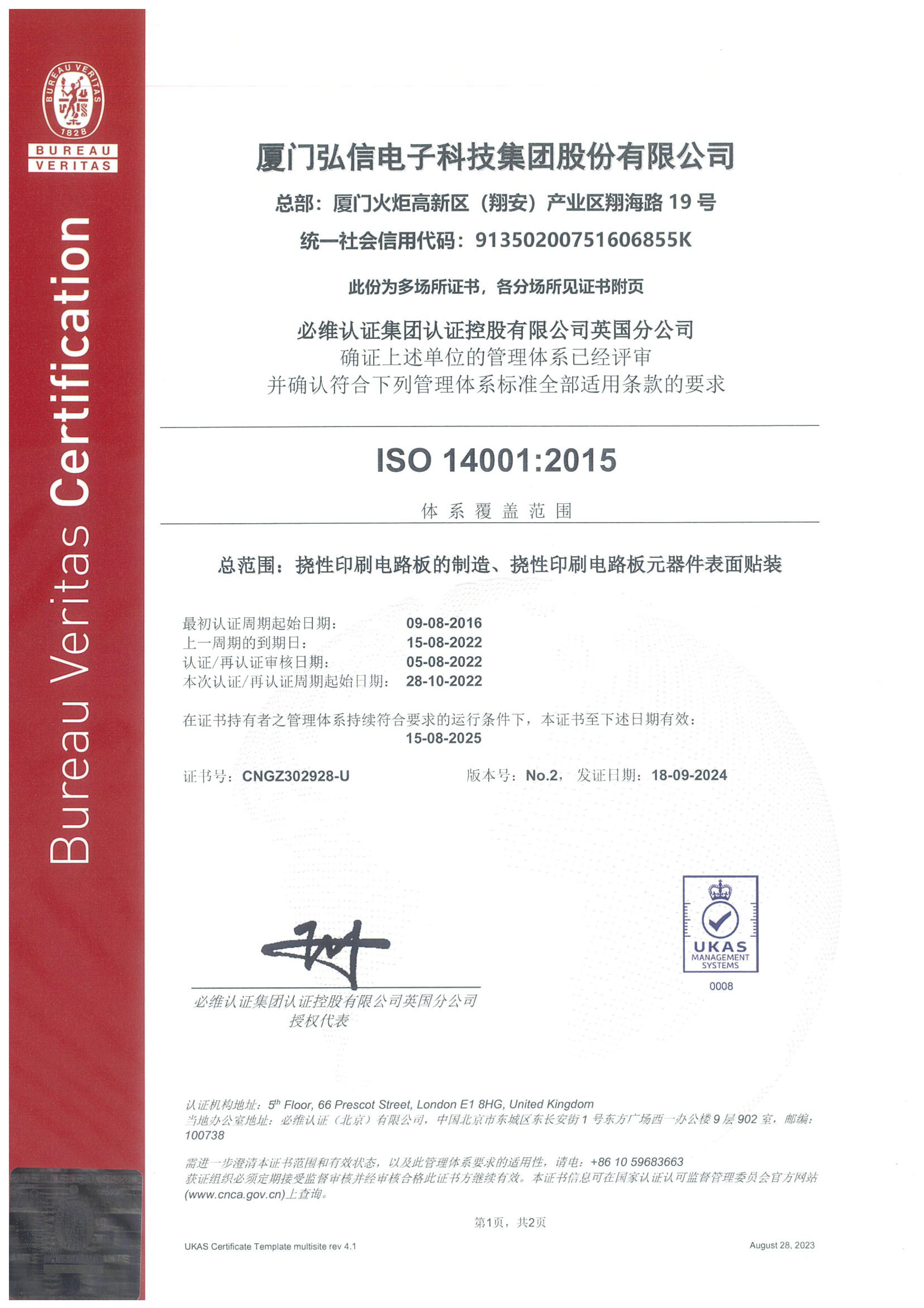 ISO 14001:2015 環(huán)境管理體系